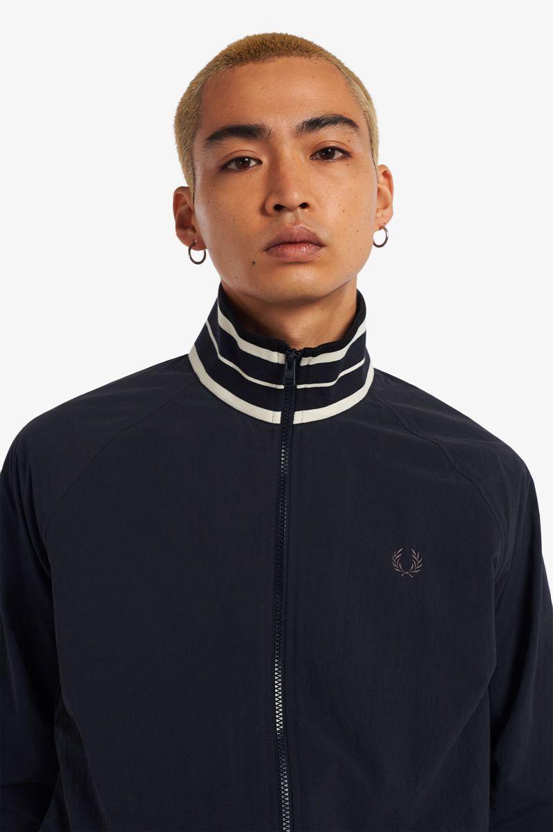 Navy Fred Perry Striped Collar Track Men's Jackets | PH 1252SGLO